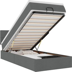 vidaXL Cadru de pat otoman cu saltele Gri închis 90x190cm țesătură