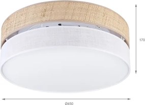 Plafonieră LED SIRJA BOHO, 36W/230V, Ø 45 cm, bej/alb