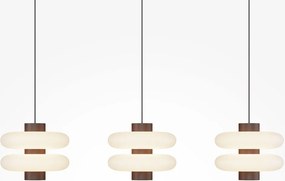 Lustra cu 3 pendule LED metal maro, sticla Nuvem