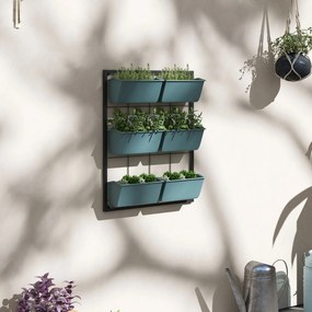 Outsunny Jardiniera de perete pe 3 nivele cu 6 ghivece pentru interior si exterior, Jardiniera cu montare pe perete