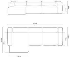 Coltar 4 locuri Bergamo velur reiat L344 cm