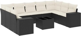 vidaXL Set canapele de grădină cu perne, 10 piese, negru, poliratan