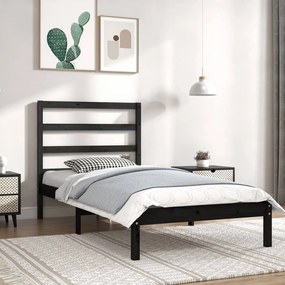 3104902 vidaXL Cadru de pat single, negru, 90x190 cm, lemn masiv
