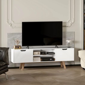 HOMCOM Suport TV cu sertare și rafturi deschise, MDF, 150 x 39 x 50 cm, Alb | Aosom Romania