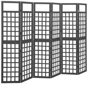 vidaXL Separator cameră 6 panouri negru 242,5x180 cm nuiele/lemn brad