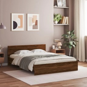 3207503 vidaXL Cadru de pat cu tăblie, stejar maro, 140x190 cm