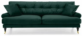 Canapea Seattle E134Numărul de locuri: 3, Verde, 222x100x87cm, Tapiterie, Picioare: Lemn, Role