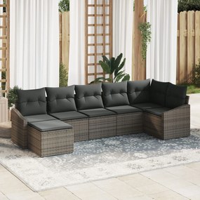 vidaXL Set de canapele pentru grădină 7 pcs Gri Rattan poli