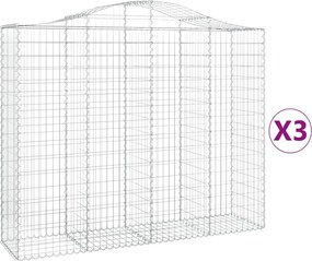 vidaXL Coșuri gabion arcuite 3 buc, 200x50x160/180 cm, fier galvanizat