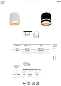 Spot aplicat tavan SPLIT negru