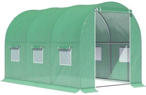 Outsunny Seră de Grădină Tunel Suprafață Sol 6 m² 3L x 2l x 2H m cadru Tubular renforțat Ușă cu fermoar 6 ferestre înrolează Verde | Aosom Romania