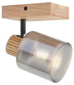 Spot modern din lemn cu sticlă fumurie, rotativ și înclinabil - Gracy