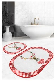 Covorașe de baie roșu/alb 2 buc. 60x100 cm – Mila Home