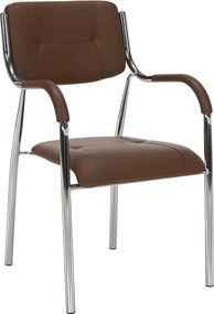 Scaun conferinta ILHAM, piele ecologica/metal, maro, 52x55x85 cm