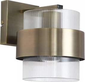Aplica de perete din metal alama antic si sticla canelata Royal