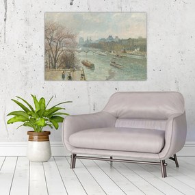 Tablou - Camille Pissarro, The Louvre, Afternoon, Rainy Weather, reproducere (90x60 cm)