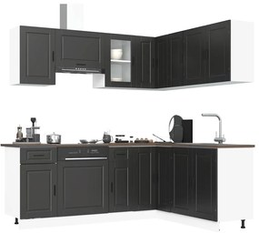 vidaXL Set dulap de bucătărie 11 piese „Porto” lemn negru prelucrat