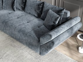 Canapea extensibilă dumonde cu ladă de depozitare si sezut confortabil din spuma high-density, Berlin Euphoria Grafit 250x100 cm