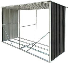 Magazie pentru lemn, antracit/alb, 302x121,5x191 cm, DARYL TIP 3