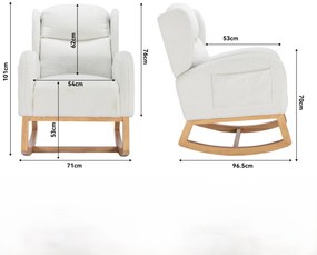 Scaun balansoar modern cu husă din material Teddy, Alb | Aosom Romania