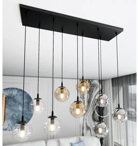 Lustră pe cablu COSMO 9xE14/10W/230V negru/gri/bej/transparent