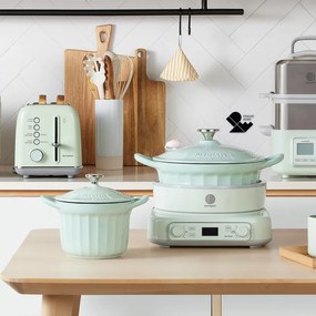 Cratita BUYDEEM CP141, 1.8 l, Capac din sticla, Aluminiu turnat, Fara PFOA, Acoperire antiaderenta, Verde