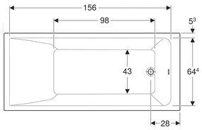 Cada baie dreptunghiulara Geberit Selnova Square 170x75 cm