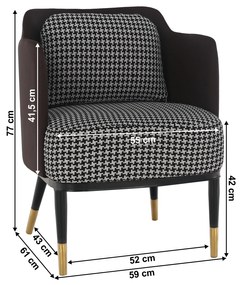Fotoliu design, model alb-negru/ piele ecologică maro, EMREN