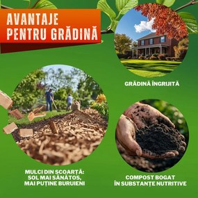 Tocător de grădină DIOX + 2x sac de 60 l, 3100W negru/verde Gardebruk