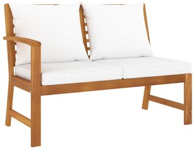 vidaXL Bancă de grădină, perne crem, 114,5 cm lemn masiv de acacia