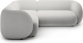 Colțar gri deschis cu tapițerie din catifea (cu colț pe partea stângă/în formă de ”L”) Kate – Micadoni