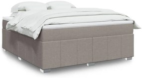 vidaXL Pat continental cu saltea, gri taupe, 180x200 cm, textil