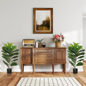 HOMCOM Set de 2 plante artificiale de interior 80 cm ficus lyrata arbore artificial cu ghiveci din plastic și sol flocat verde | Aosom Romania