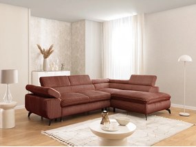 Colțar teracotă cu tapițerie din catifea reiată (cu colț pe partea dreaptă/în formă de ”L”) Marbeya – Ropez