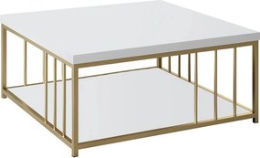 Masuta cafea Zenn, alb/auriu, PAL melaminat/metal, 90x90x40 cm