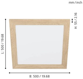 Eglo 99471 - Plafonieră LED PIGLIONASSO, 20 W, 230 V, 500x500 mm