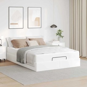 vidaXL Cadru de pat cu saltea Alb pur 140 x 200 cm Piele artificială