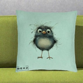 Perna Decorativa Pui Negru Zbarlit cu Pene Fine, 40x40 cm, Verde Menta, Husa Detasabila, Perna Inclusa, BEKZ®