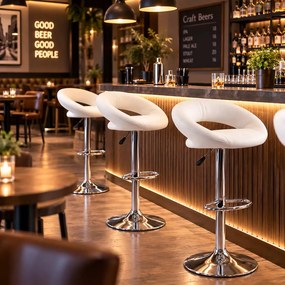 Scaun de bar din piele ecologică cu bază metalică ABS 151 alb