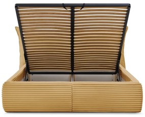 Pat matrimonial galben tapițat cu spațiu de depozitare cu somieră 160x200 cm Jade – Bobochic Paris