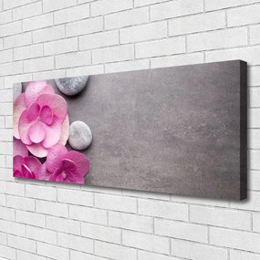 Tablou pe panza canvas Pietrele florale flori roz gri