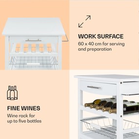 Klarstein Louisiana, cărucior de servire, cărucior de bucătărie, 5 niveluri, suport de șervețele din lemn, mobil