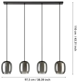Lustră pe cablu Eglo 901193 CIAMPINO 4xE27/28W/230V gri
