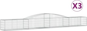 vidaXL Coșuri gabion arcuite 3 buc, 400x50x40/60 cm, fier galvanizat