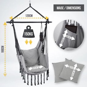 Balansoar suspendat MIADOMODO, gri, interior și exterior