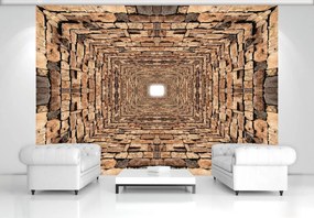 Fototapet - 3D - Tunel din pietre (152,5x104 cm)