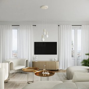 Veioză crem cu abajur din sticlă (înălțime 19 cm) Orbital – Sollux