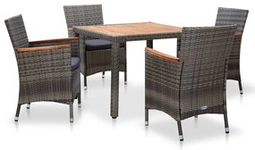 vidaXL Set mobilier de grădină cu perne, 5 piese, gri, poliratan