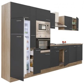 Mobilă de bucătărie Yorki 360, corp din stejar sonoma, cu față antracit satinat