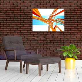 Tablou pe sticlă - Linii împletite, abstracție (70x50 cm)